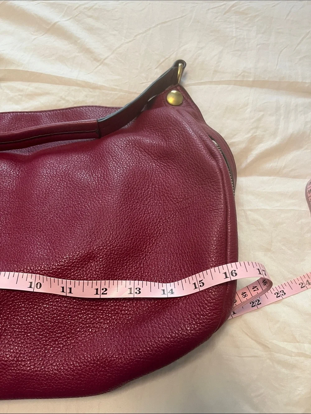 DR YANY Leather Hobo Bag in Deep Burgundy